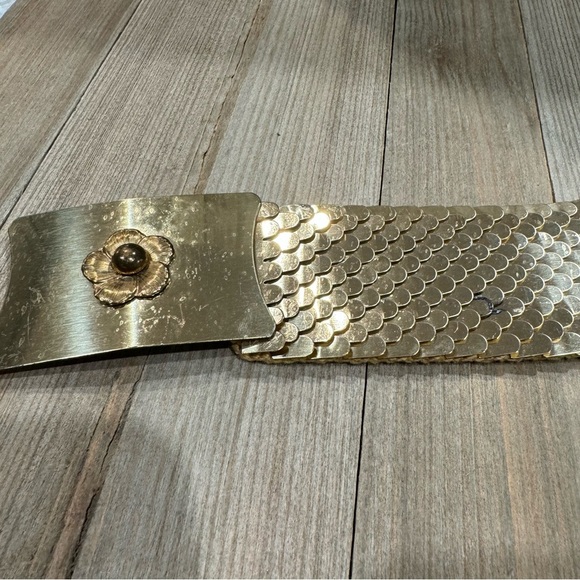 Vintage Gold Serpentine Scale Elastic‎ Statement Belt - Picture 3 of 6